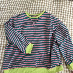 Striped Pink and Green Crewneck Shirt